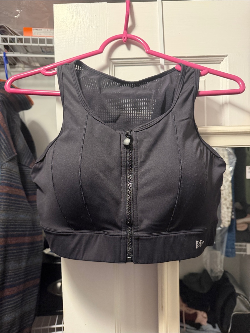 High-Support Black Front-Zip Sports Bra